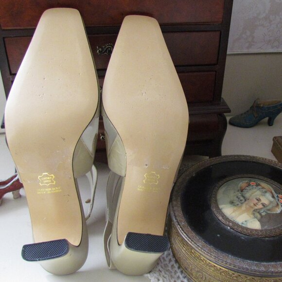 STEFANI NUDE SHOES, 8.5, SLING-BACK SEE-THRU ELEGANT MESH, 4" HEELS - Picture 3 of 12